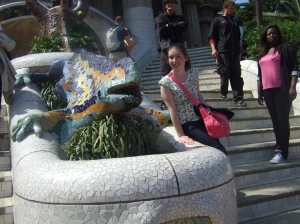 With Gaudí's famous dragon at the Park Guell